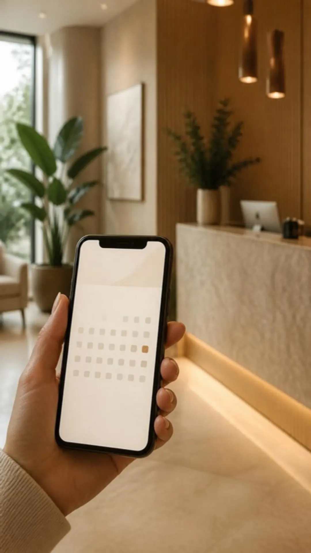 Agendamento de exame pelo celular na recepção da clínica