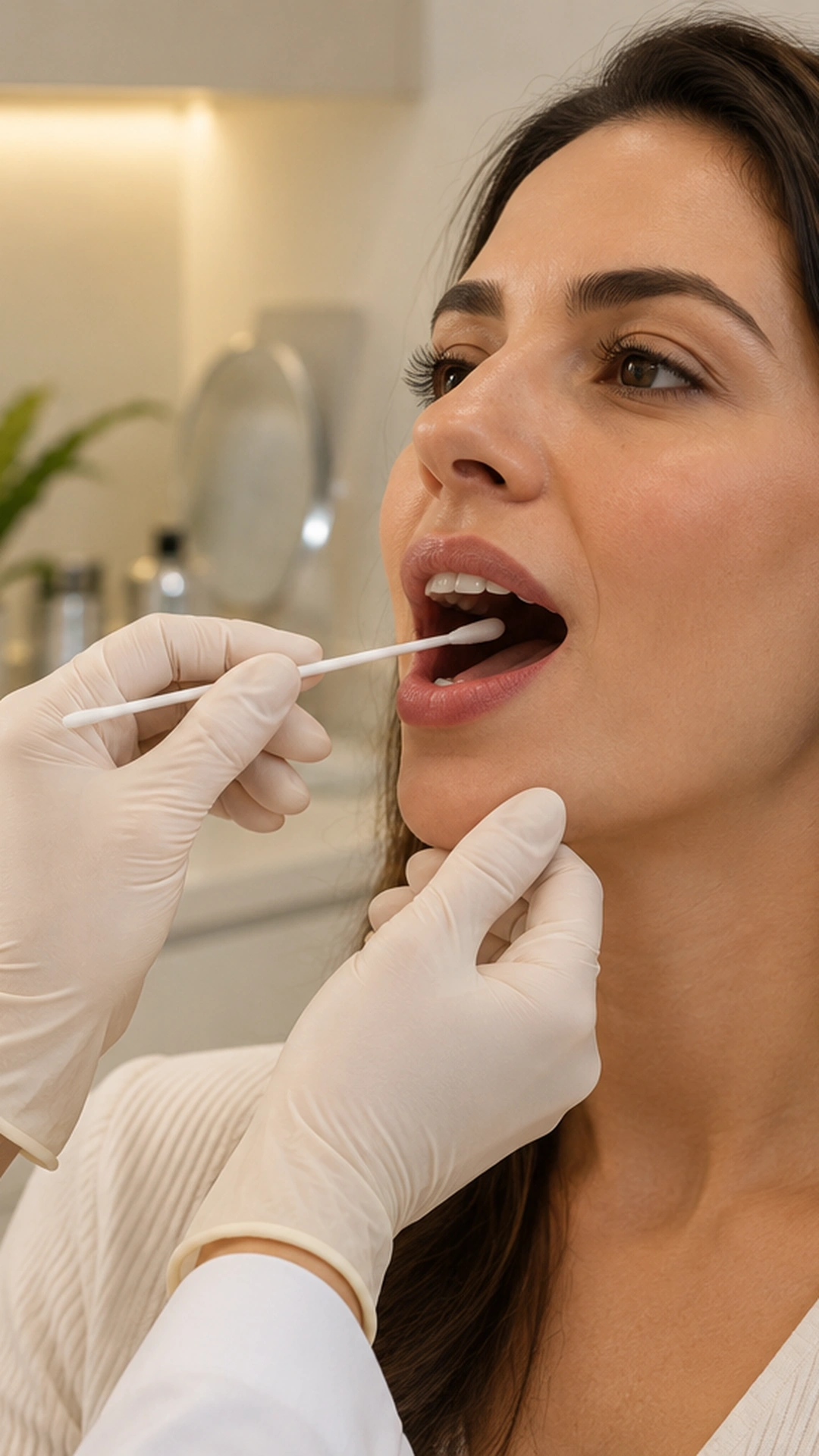 Coleta de amostra de saliva para teste genético